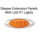 Peterbilt Ultra Cab 4" Sleeper Extension Panels with P1 LED Light for 70/78" Sleepers, 12" Light Spacing