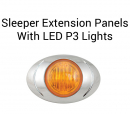 Peterbilt Unibilt 4" Sleeper Extension Panels with 4 P3 LED Lights for 63/72" Sleepers, 6" Light Spacing