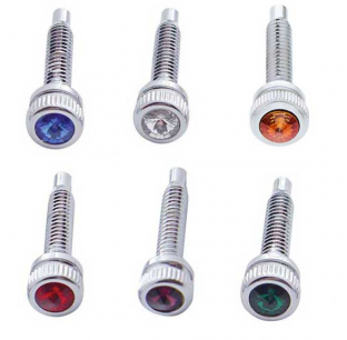 International Short Chrome Dash Screw with Diamond - 6 Pack - Blue, Clear, Green, Purple, Red - Fits Most International Models