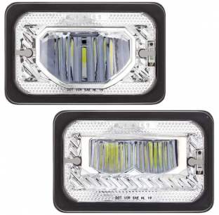 4x6 Inch Heated Chrome LED Headlight - High Performance, Durable, Fits Most Vehicles