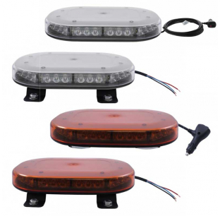 30 High Power LED Micro Strobe Warning Bar with Magnet/Permanent Mount, Amber/Clear Lens, 23 Flash Patterns