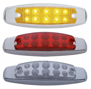 10 LED Peterbilt Style Rectangular Clearance Marker Light with Reflector and Stainless Steel Bezel