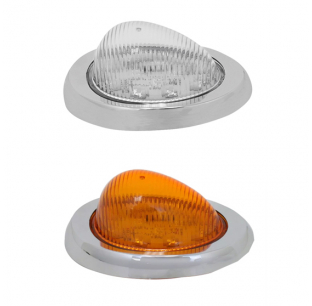 Freightliner LED Side Marker/Turn Light with Chrome Bezel, Polycarbonate Lens, 12V LEDs, Surface Mount, Amber LED Options