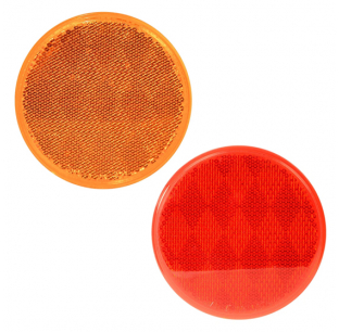 3 Inch Round Stick On Reflector - Acrylic, Adhesive Backing, DOT/SAE Compliant, Amber or Red