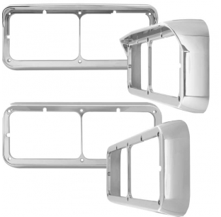 Chrome Plastic Dual Headlight Bezel - Sleek, Durable, Perfect Fit for Your Vehicle