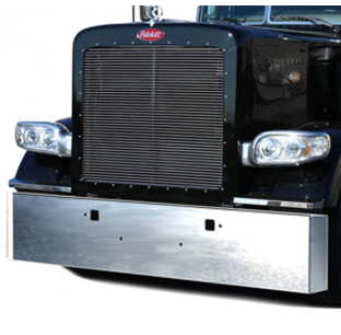 Peterbilt 389 Heavy Duty Chrome Bumper with Tow Hole - 7 Gauge, Mitered End, Standard Mount