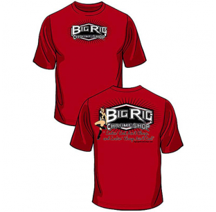 Big Rig Chrome Shop Lookin Cool T-Shirt - Red, 100% Cotton, Small Front Design, Large Back Design, Sizes S-3XL