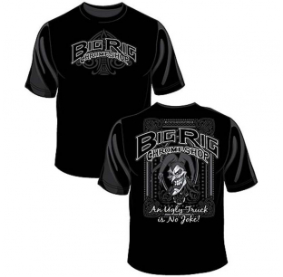 Big Rig Chrome Shop Joker T-Shirt with Small Front Design and Large Back Design