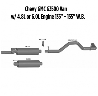 Chevy/GMC G3500 Van Exhaust Layout for 4.8L or 6.0L Engine