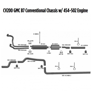 GMC B7 Conventional Chassis 454-502 Engine Exhaust Layout Diagram