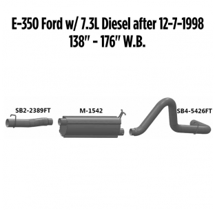 E-350 Ford 7.3L Diesel Exhaust Layout After 12-7-1998, 138-176 W.B.