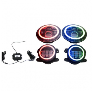 JEEP Wrangler 7 Inch Headlight & 4 Inch Fog Light RGB Multi Color Kit