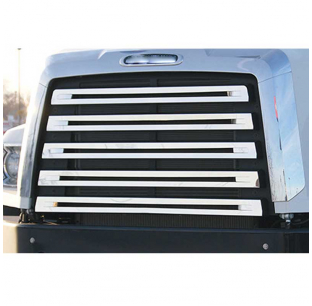 Stainless Steel Grille Covers for Freightliner 114SD with 5 Slats - Real Wheels