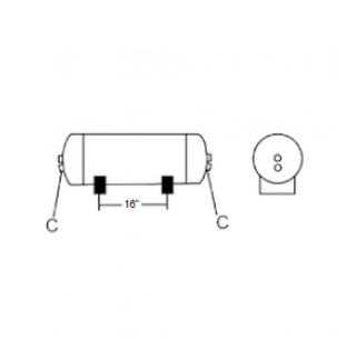 7 Inch Diameter Air Tank, 150 PSI, 800 Cubic Inch Capacity, NPT Ports, SAE J10B Compliant