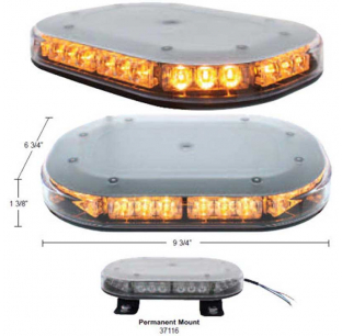 30 High Power LED Micro Strobe Warning Light Bar - Clear/Amber Lens, 23 Flash Patterns, Permanent Mount, 2 Year Warranty