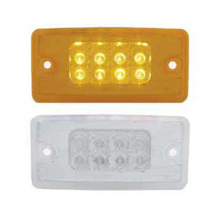 8 LED Freightliner Reflector Cab Light - Amber LEDs, Clear Lens, Hard Wired, Fits Most Models, United Pacific, 10-Year Warranty