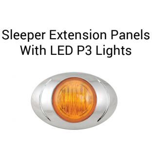 Peterbilt Unibilt 3 Inch Sleeper Extension Panels with 3 P3 LED Lights for 63/72 Inch Sleepers, 8 Inch Light Spacing