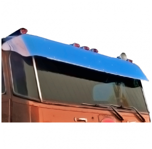 Stainless Peterbilt 362 Cabover Visors - 3 Options Available