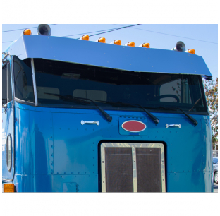 Stainless Peterbilt 352 Visors - 6 Style Options, Fits Perfectly