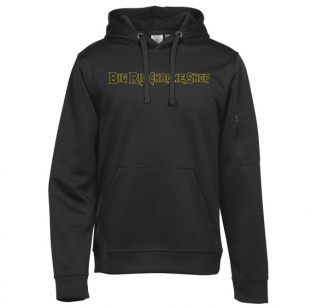 Big Rig Chrome Shop Polyester Hooded Sweatshirt with Zippered Sleeve Pocket and Yellow Embroidered Logo