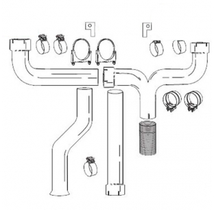 Dual Stack Turbo To Stack Kit Aluminized for 2003-2005 Ford 6.0L Powerstroke - 4, 5, 6, 7 Inch Diameter Options