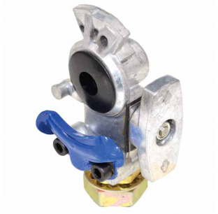 TPHD Service Blue Glad Hand with Shut Off Valve, Chrome Plated Steel