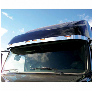 Stainless Steel Volvo Sunvisor Extension Trim 2003 & Newer - Fits VN600/VN700/800 Series, 5 Slotted Holes, Easy Install