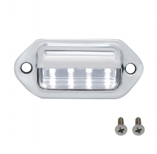 4 LED License Light - Super Bright, Chrome Housing, Water Resistant, Fits Most Models, United Pacific 2 Year Warranty