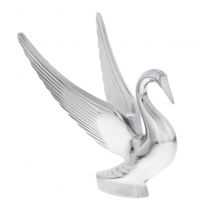 Chrome Swan Hood Ornament - 8.5x7.5 Inch, Universal Fit, Fine Detail, Sturdy Casting, United Pacific