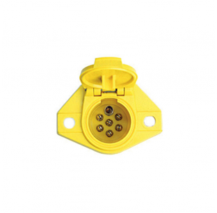 ISO Seven-Way Socket for Tractor/Trailer Systems - ISO 3731 Style, Yellow, Non-Corrosive Nylon Housing