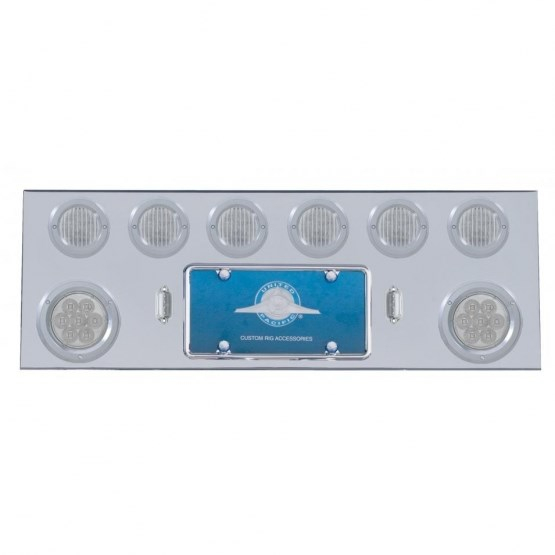 "Stainless Rear Center Panel with 4" 7 LED Reflector & 13 LED 2.5" Lights, Clear Lens with Bezel"