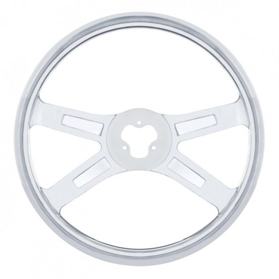 18 Inch Stainless Steel 4 Spoke Steering Wheel - Highly Polished Finish, Fits Most Truck Models