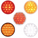 4 Inch Fleet LED Light with Sealed Polycarbonate Lens, 18 High Power LEDs, 3-Pin Connection, Available in Amber, Red, and White.