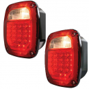 Combination Spyder LED Tail Lights with Polycarbonate Housing and Acrylic Lens, Red Lens/LED, Stop/Turn/Tail/Back Up Functions, Roadside or Curbside Options