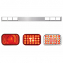 Stainless Steel Rear Light Bar with 6 Rectangular Lights and Visor - 94x6 Inches