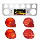 "Chrome Rear Center Light Panels with 4" and 2.5" Round Lights and Grommet"