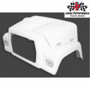 Ford LT Square Butterfly Hood 1987-1997, Round RH Breather, Four Bolt Hinge, Full Fender, Pre-drilled, White Gel Coat Finish