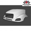 Alt text: "Freightliner Columbia 120BBC Economy Hood with Cofab Reinforcement, Pre-Drilled Holes, and 2-Year Warranty"