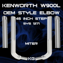 "8 Inch Kenworth W900L 45" Box Step OEM Style Elbow Exhaust Kit with Taper-Loc Reduction and Chrome Finish"