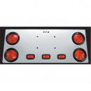 Universal 14 Inch Rear Center Panel - Stainless Steel with 4 Round 4 Inch and 3 S15 Holes - No Lights