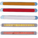 17 Inch Chrome Auxiliary LED Light Strip - Stop/Turn/Tail, 12 LEDs, Amber/Red/White, Fits Most Trucks, Trux 12082015BJJ