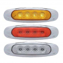 4 LED Reflector Clearance/Marker Light with Chrome Bezel, Amber/Red LEDs, 5 3/4" x 1 5/8" x 13/16", United Pacific, 10-Year Warranty