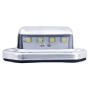 4 Diode LED License Plate Lamp with Clear Lens, Stainless Steel Housing, Screw Mount, 12.8V, Fits Most Models