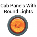 Peterbilt 379, 388, 389 Extended Hood Cab Panels with 8 Round 2 Inch Lights, 6 Inch Spacing (1987-2010)