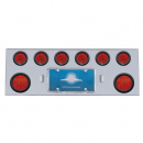 "Stainless Rear Center Panel with 4" 7 LED Reflector & 13 LED 2.5" Lights, Red Lens with Grommet"