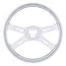 18 Inch Stainless Steel 4 Spoke Steering Wheel - Highly Polished Finish, Fits Most Truck Models