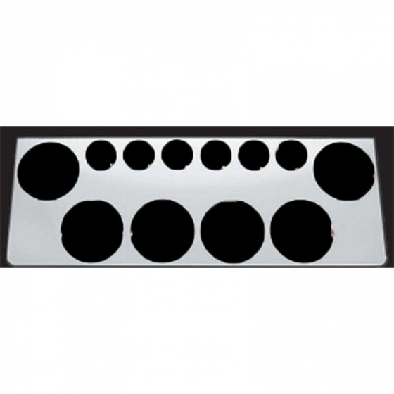 Universal 12 Inch Rear Center Panel - Stainless Steel with 6 Round 4" and 6 Round 2" Light Holes - No Lights - Includes Hardware