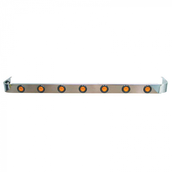 Peterbilt 379 63 Inch Stainless Steel Sleeper Panels with 2 Inch Amber LED Lights, Fits 1993-2007 Models