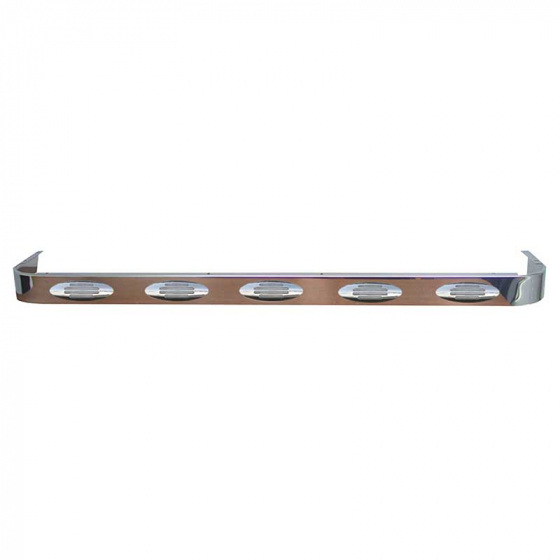 Peterbilt 379 63 Inch Sleeper Panel with 10 Amber Flatline Marker LEDs and Clear Lens, Stainless Steel, Fits 1993-2007 Models