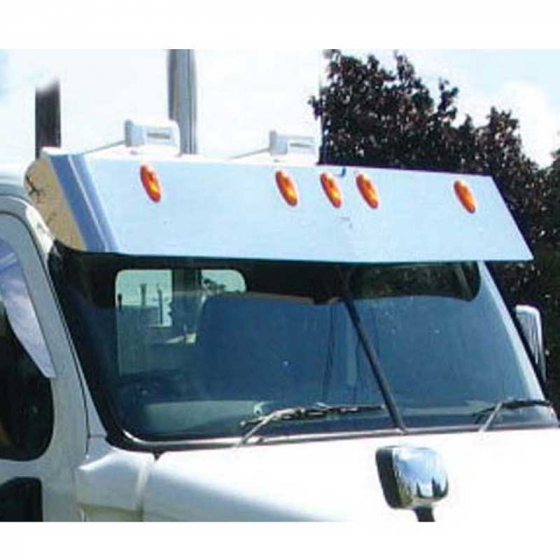 Freightliner Cascadia 12 Inch Day Cab Sunvisor - Stainless Steel, Easy Install, Fits Most Models, Includes 5 Brackets